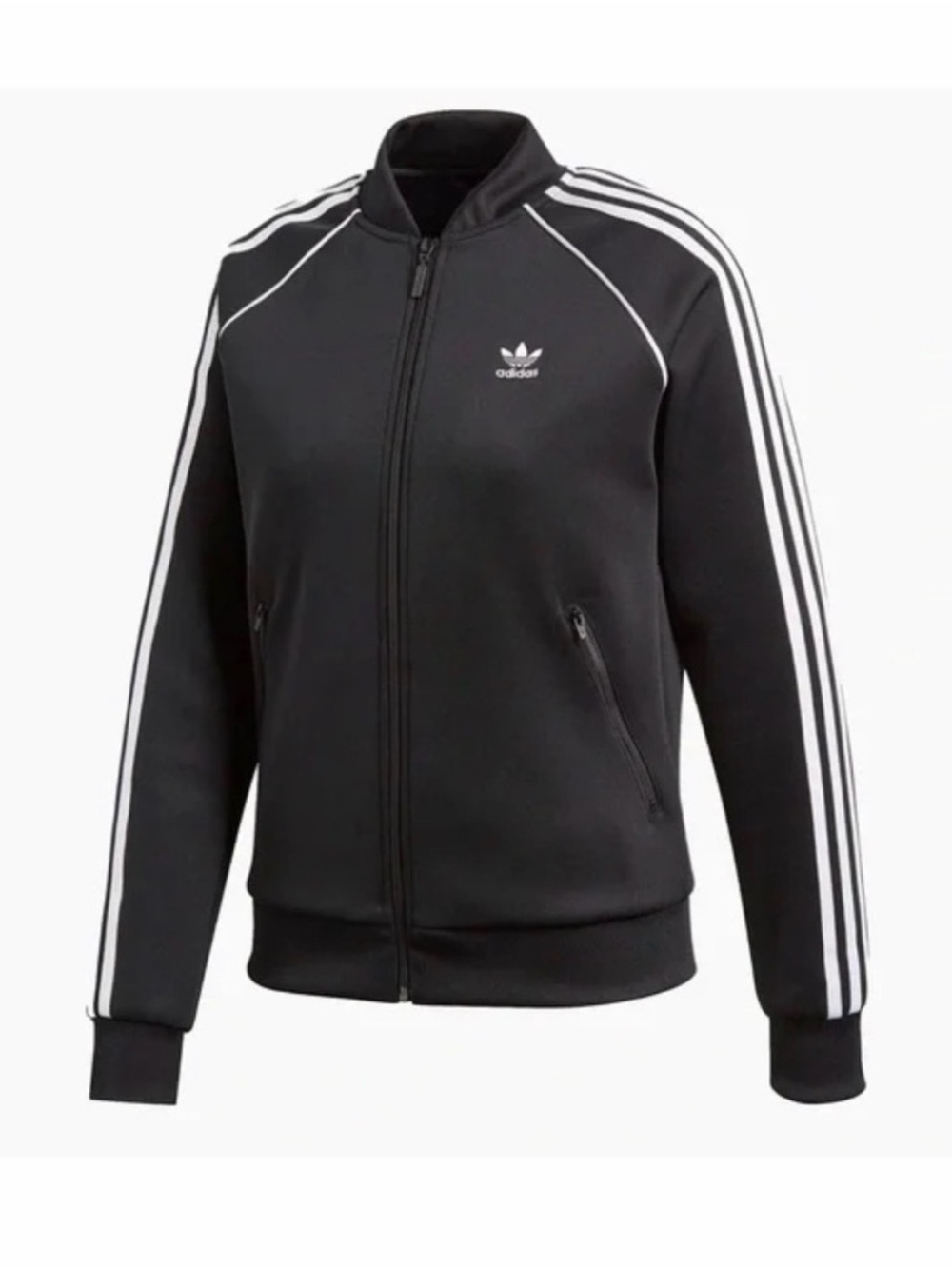 Y2K adidas unisex Black Bomber Jacket with White Stripe Detail